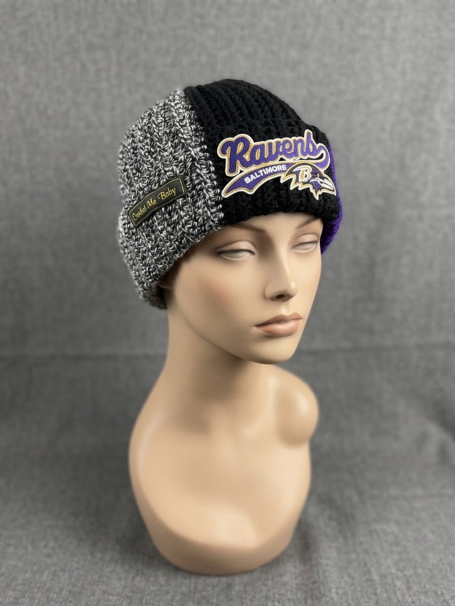 Baltimore Football Crochet Beanie